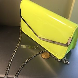Neon lemon clutch